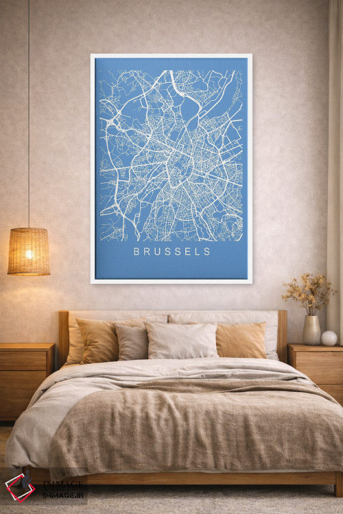 تابلو دکوراتیو نقشه بروکسل اثر پیکسی پیپر - D1W