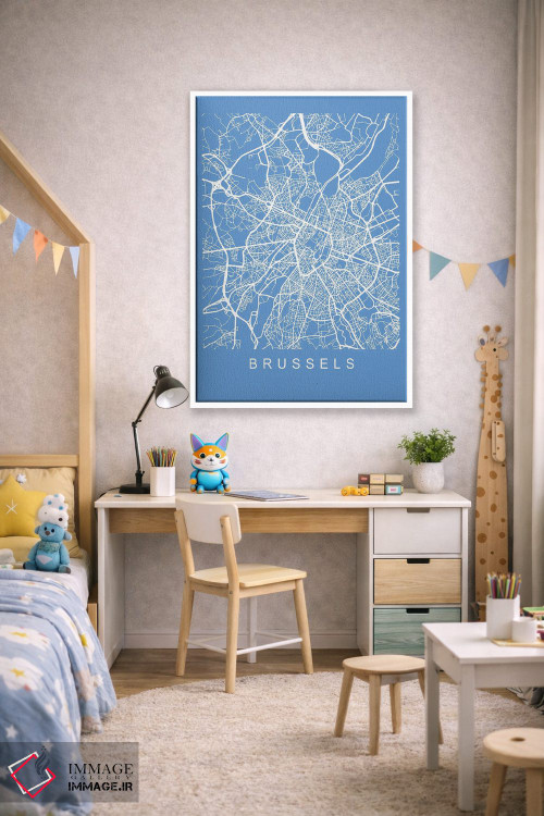 تابلو دکوراتیو نقشه بروکسل اثر پیکسی پیپر - D2W