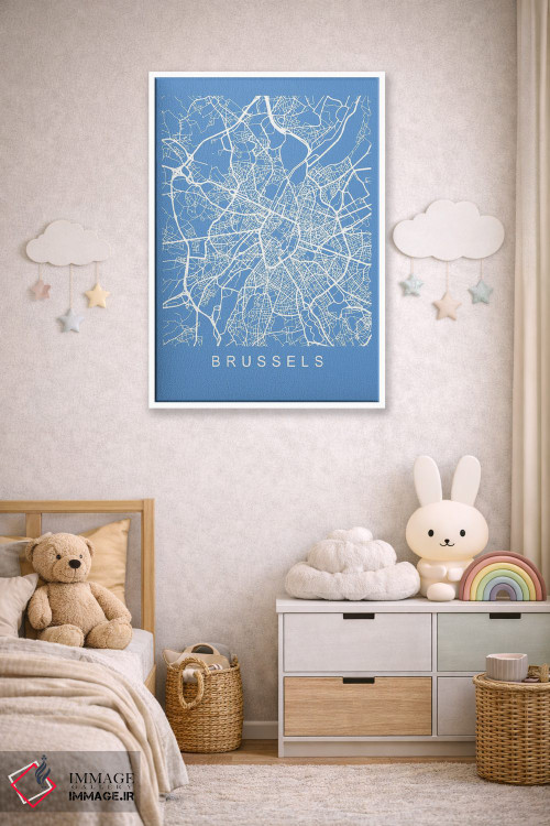 تابلو دکوراتیو نقشه بروکسل اثر پیکسی پیپر - D4W