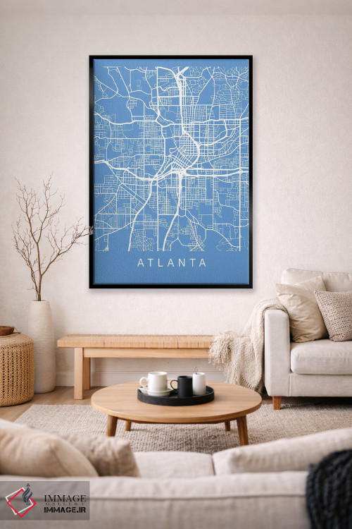 تابلو دکوراتیو نقشه آتلانتا اثر پیکسی پیپر - D2B