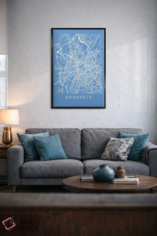 تابلو دکوراتیو نقشه بروکسل اثر پیکسی پیپر - D6B