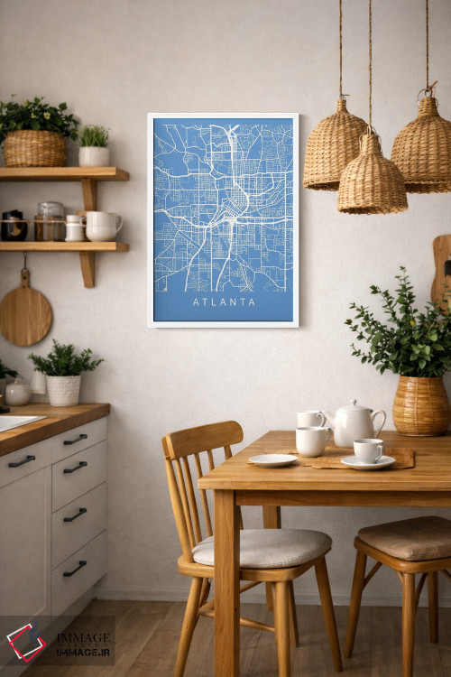 تابلو دکوراتیو نقشه آتلانتا اثر پیکسی پیپر - D3W