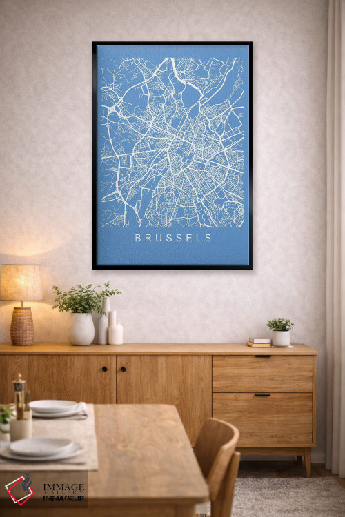 تابلو دکوراتیو نقشه بروکسل اثر پیکسی پیپر - D5B