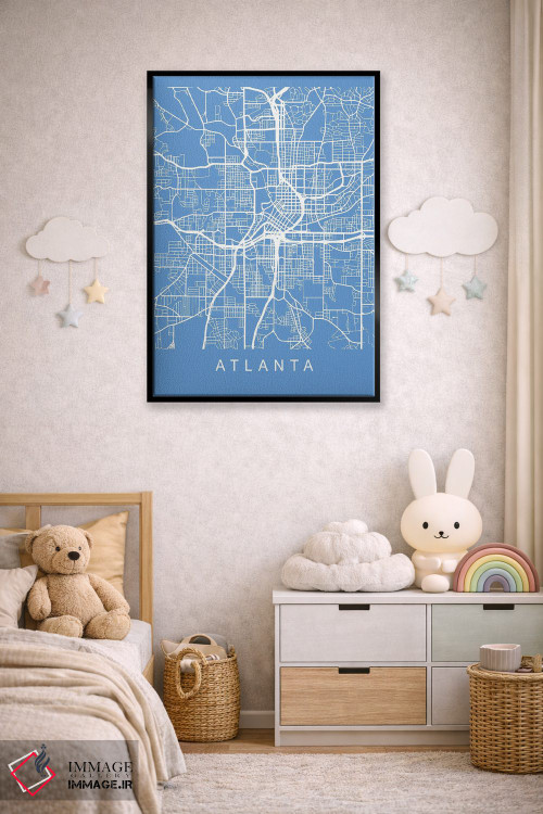 تابلو دکوراتیو نقشه آتلانتا اثر پیکسی پیپر - D5B