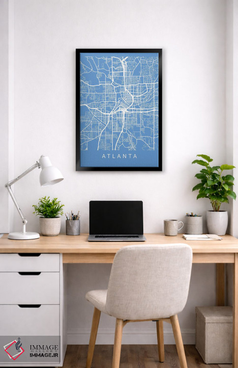 تابلو دکوراتیو نقشه آتلانتا اثر پیکسی پیپر - D6B