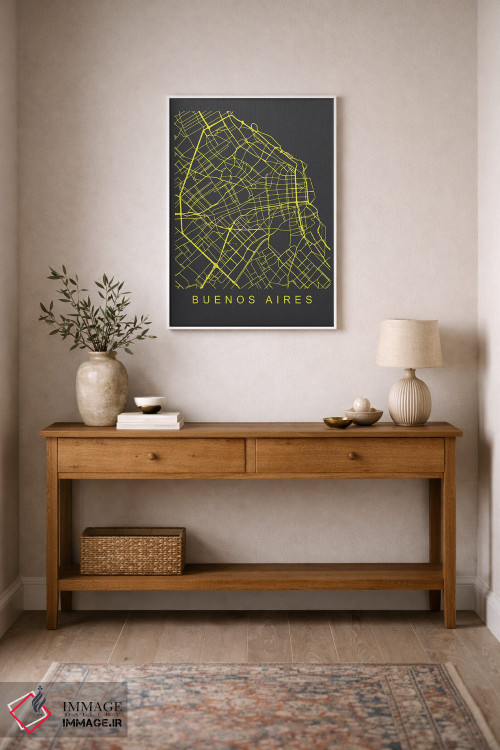 تابلو دکوراتیو نقشه بوئنوس آیرس اثر پیکسی پیپر - D1W