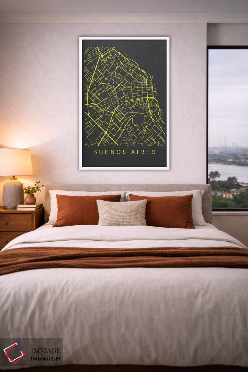 تابلو دکوراتیو نقشه بوئنوس آیرس اثر پیکسی پیپر - D3W