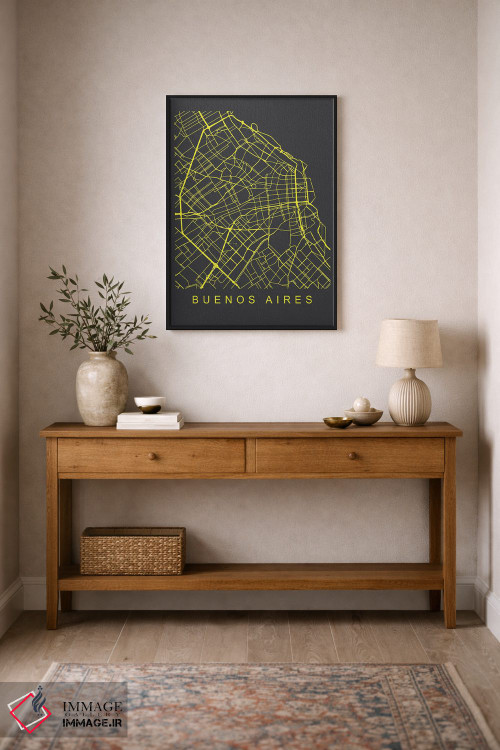 تابلو دکوراتیو نقشه بوئنوس آیرس اثر پیکسی پیپر - D2B