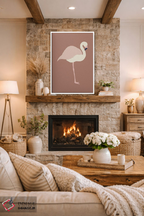 تابلو مینیمال فلامینگو پاییزی اثر پیکسی پیپر - D1W