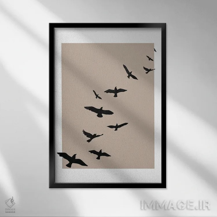 تابلو مینیمال اسکای پاییزی اثر پیکسی پیپر - نمای قابدار مشکی