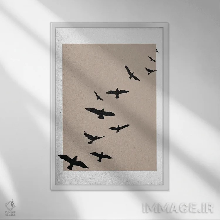 تابلو مینیمال اسکای پاییزی اثر پیکسی پیپر - نمای قابدار سفید