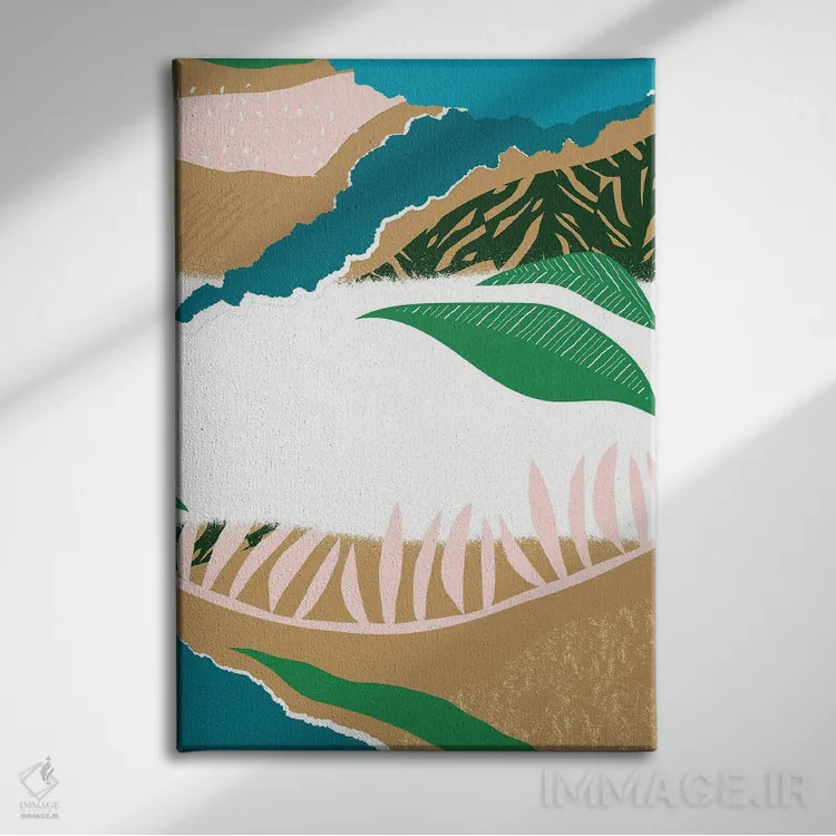 تابلو مینیمال جنگل انتزاعی آمیخته سفید اثر پیکسی پیپر - نمای روبهرو روی دیوار