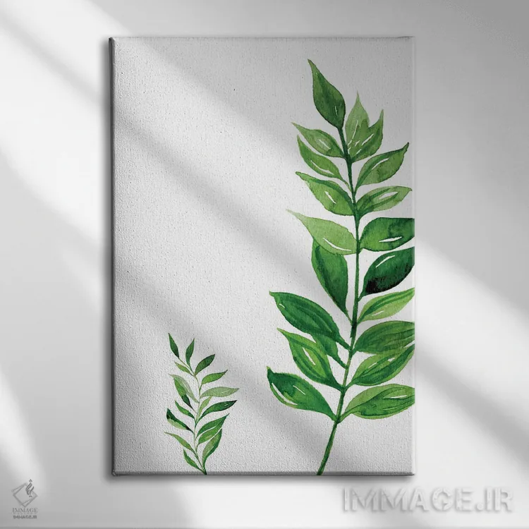 تابلو مینیمال برگ کناری اگزوتیک اثر پیکسی پیپر - نمای روبهرو روی دیوار