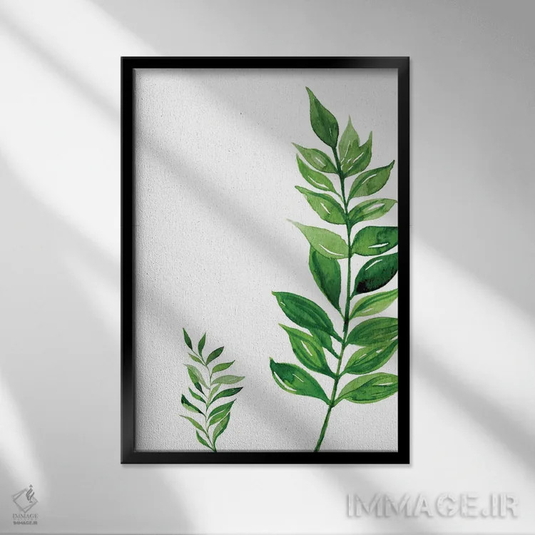 تابلو مینیمال برگ کناری اگزوتیک اثر پیکسی پیپر - نمای قابدار مشکی