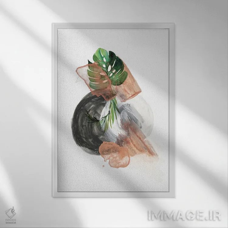 تابلو مینیمال انتزاعی گرد اگزوتیک اثر پیکسی پیپر - نمای قابدار سفید