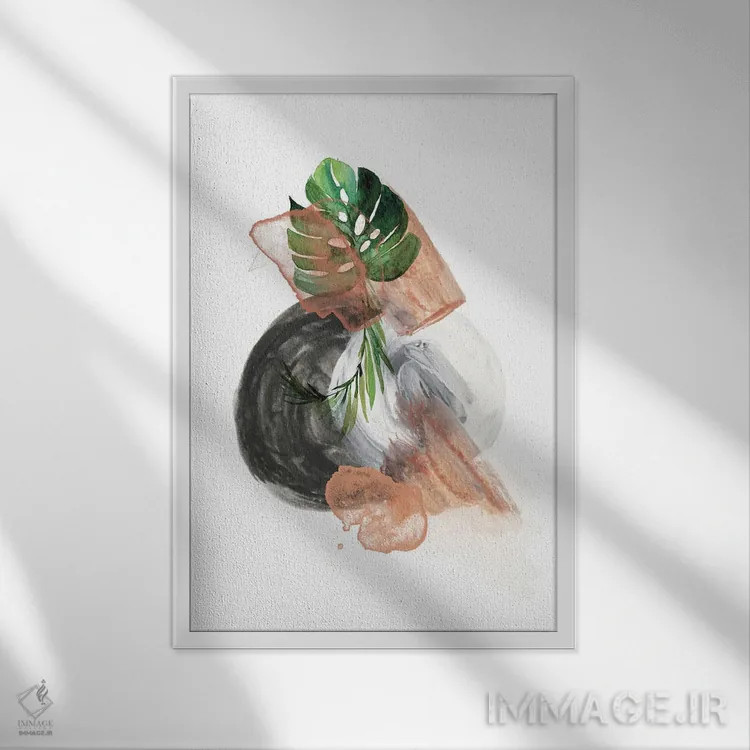 تابلو مینیمال انتزاعی گرد اگزوتیک اثر پیکسی پیپر - نمای قابدار سفید