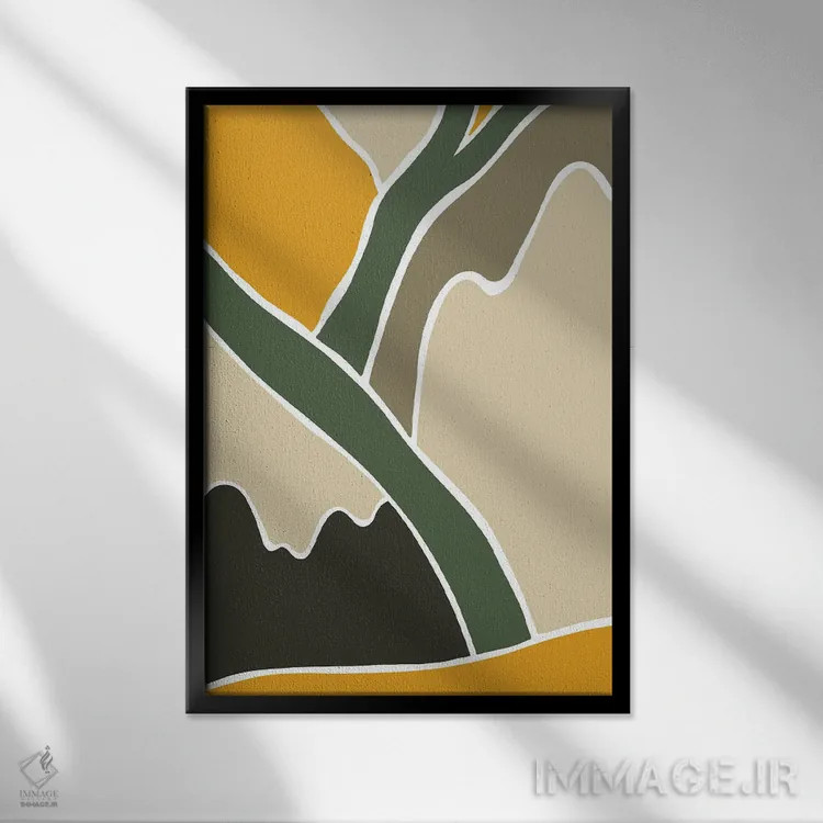 تابلو مینیمال مجموعه وحشی: کوه های انتزاعی اثر پیکسی پیپر - نمای قابدار مشکی