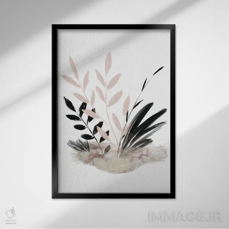 تابلو مینیمال گل های ظریف شماره ۵ اثر پیکسی پیپر - نمای قابدار مشکی