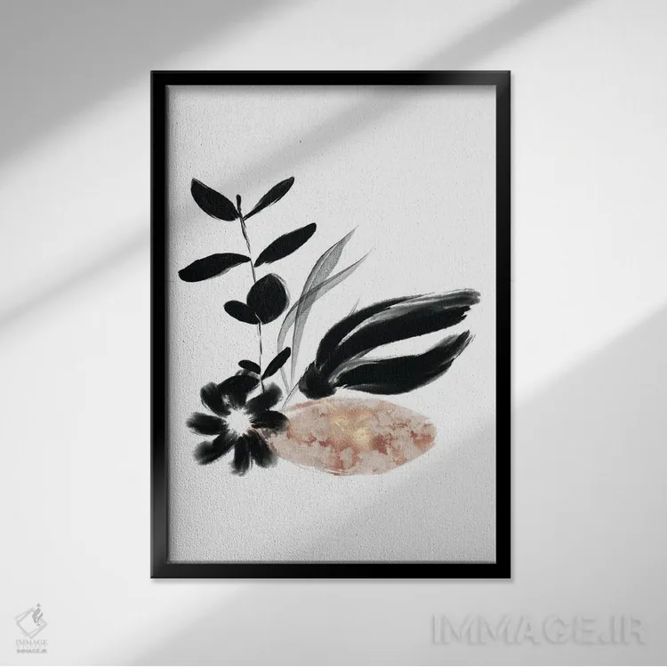 تابلو مینیمال گل های ظریف شماره ۳ اثر پیکسی پیپر - نمای قابدار مشکی