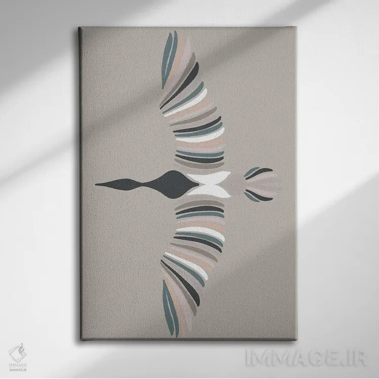 تابلو مینیمال پرنده الهام گرفته اثر پیکسی پیپر - نمای روبهرو روی دیوار
