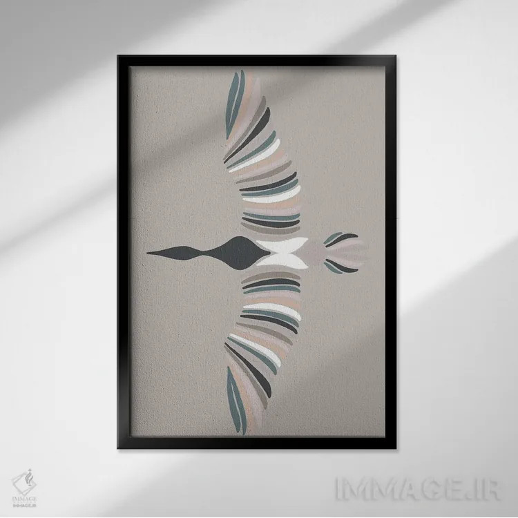 تابلو مینیمال پرنده الهام گرفته اثر پیکسی پیپر - نمای قابدار مشکی