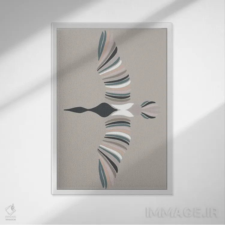 تابلو مینیمال پرنده الهام گرفته اثر پیکسی پیپر - نمای قابدار سفید