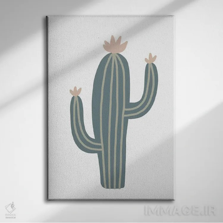 تابلو مینیمال کاکتوس طبیعی الهام گرفته اثر پیکسی پیپر - نمای روبهرو روی دیوار