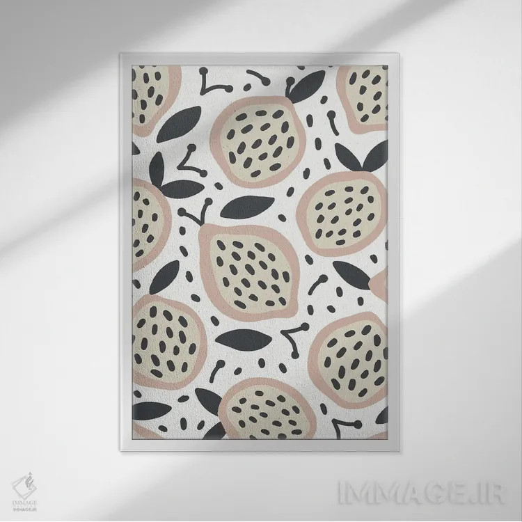 تابلو مینیمال میوه الهام گرفته اثر پیکسی پیپر - نمای قابدار سفید