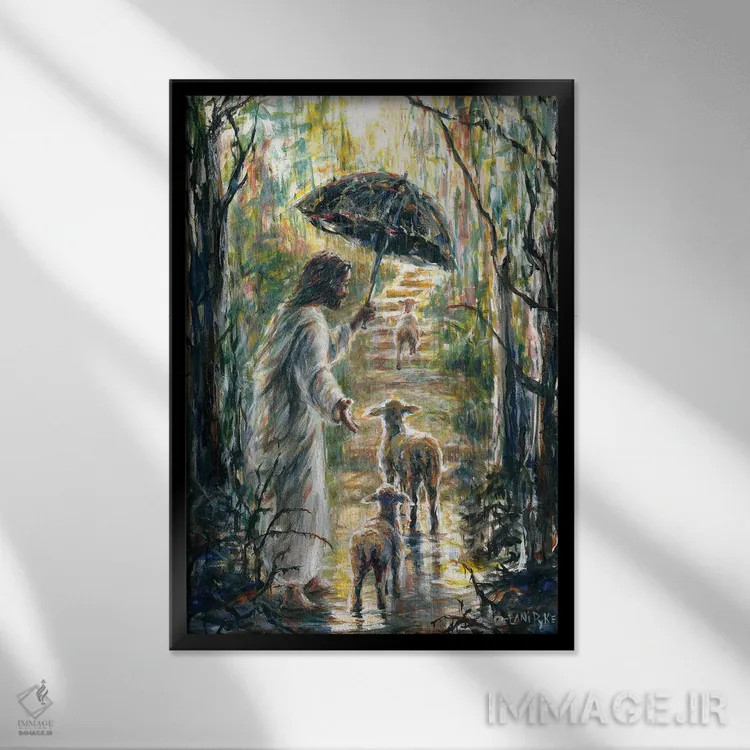 تابلو دکوراتیو به سوی روشنایی اثر ملانی پایک - نمای قابدار مشکی