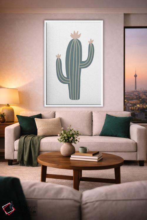 تابلو مینیمال کاکتوس طبیعی الهام گرفته اثر پیکسی پیپر - D1W