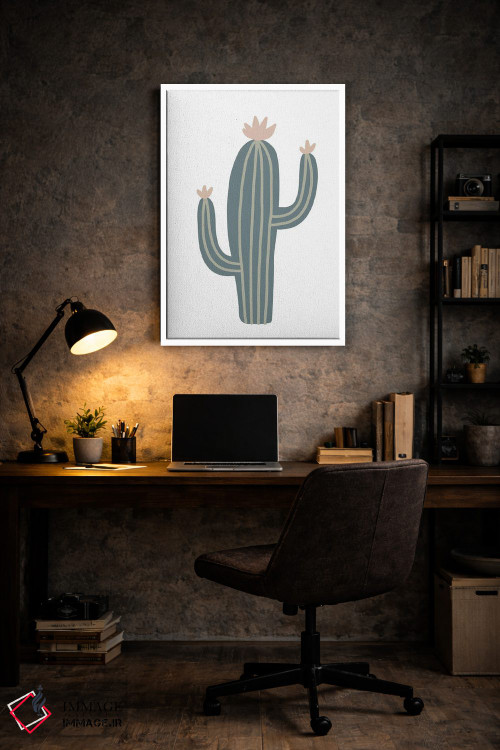 تابلو مینیمال کاکتوس طبیعی الهام گرفته اثر پیکسی پیپر - D5W