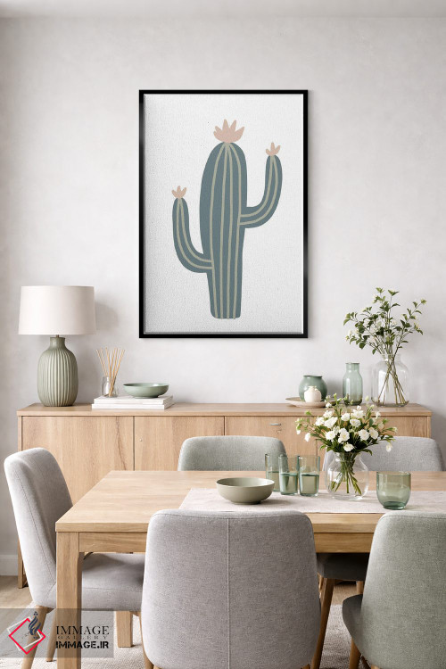 تابلو مینیمال کاکتوس طبیعی الهام گرفته اثر پیکسی پیپر - D6B