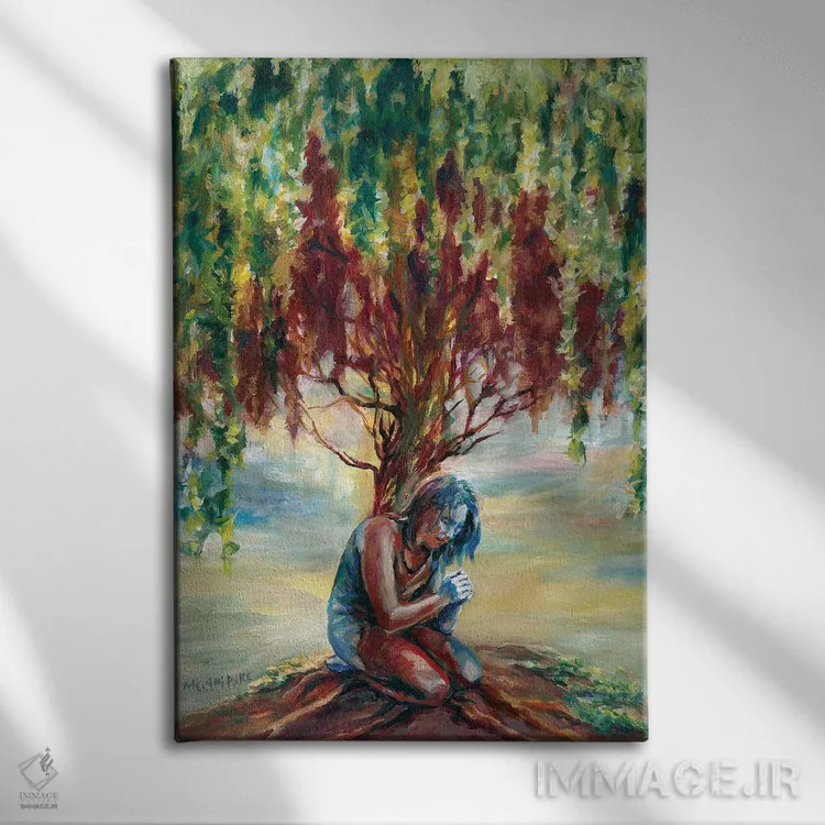 تابلو دکوراتیو پوشش روح اثر ملانی پایک - نمای روبهرو روی دیوار