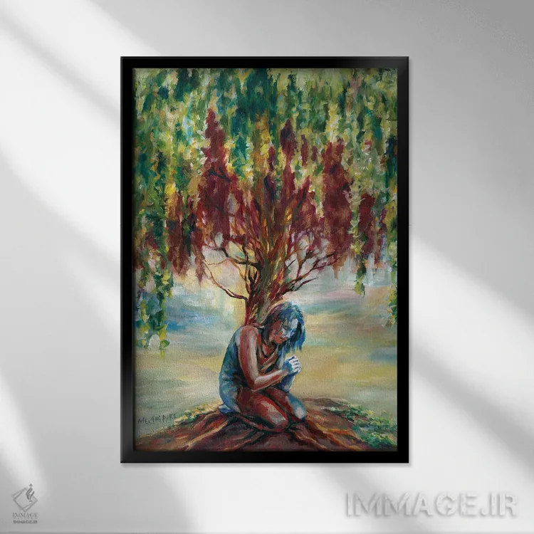 تابلو دکوراتیو پوشش روح اثر ملانی پایک - نمای قابدار مشکی
