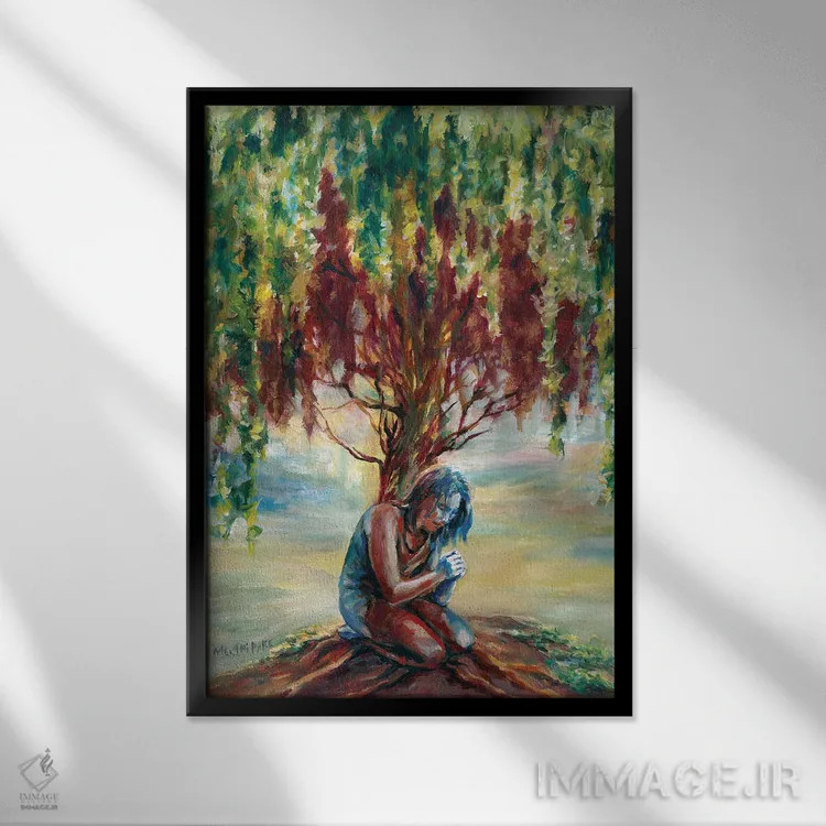 تابلو دکوراتیو پوشش روح اثر ملانی پایک - نمای قابدار مشکی