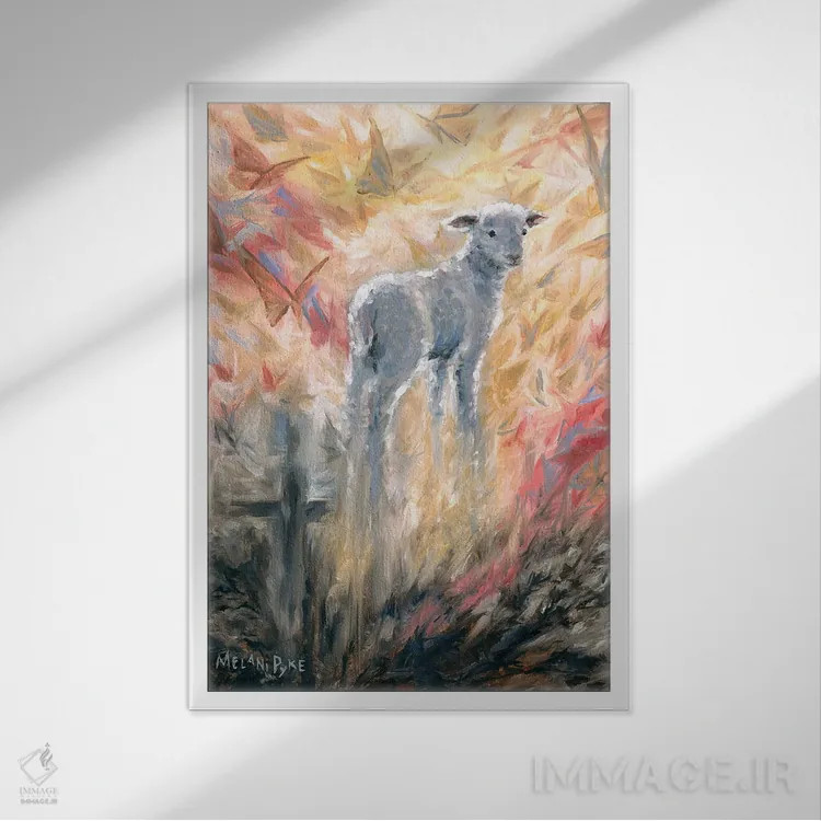 تابلو دکوراتیو بره خدا اثر ملانی پایک - نمای قابدار سفید