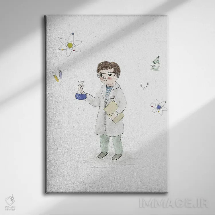 تابلو دکوراتیو پسر علمی اثر پائولا زاکیمی - نمای روبهرو روی دیوار