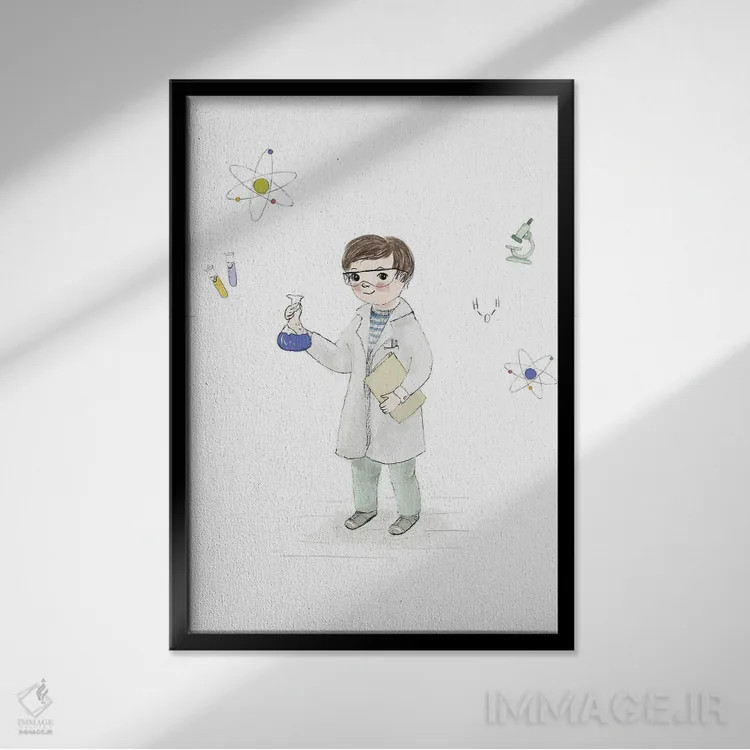 تابلو دکوراتیو پسر علمی اثر پائولا زاکیمی - نمای قابدار مشکی