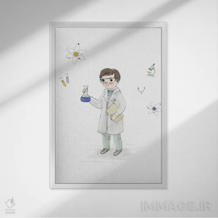 تابلو دکوراتیو پسر علمی اثر پائولا زاکیمی - نمای قابدار سفید
