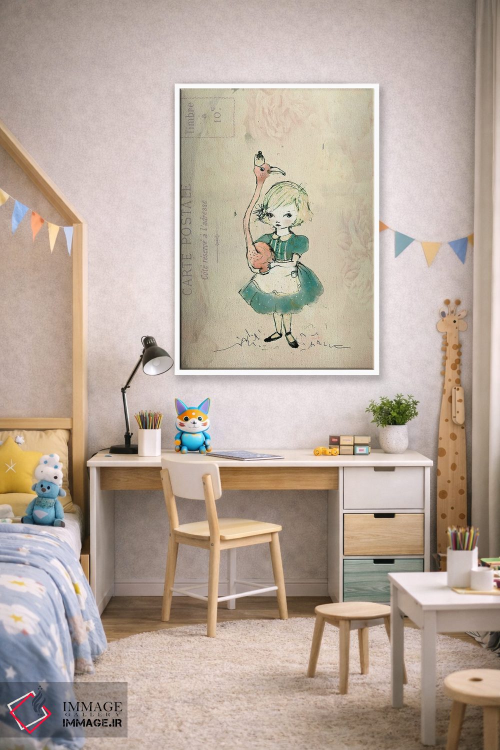 تابلو دکوراتیو دختر فلامینگو اثر پائولا زاکیمی - D1W