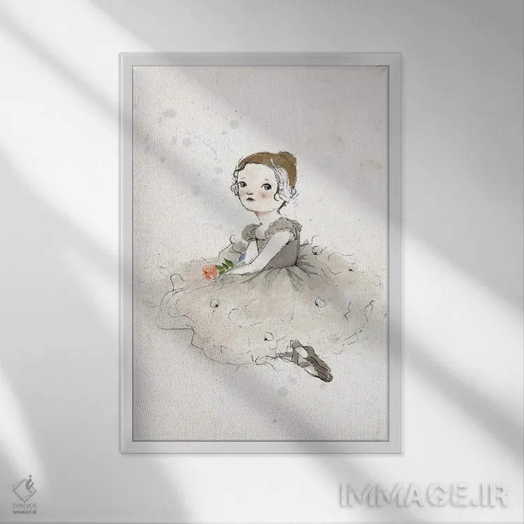 تابلو دکوراتیو رقصنده باله اثر پائولا زاکیمی - نمای قابدار سفید