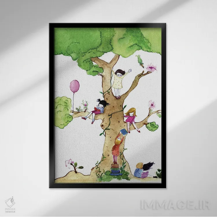 تابلو دکوراتیو درخت دوست داشتنی من اثر پائولا زاکیمی - نمای قابدار مشکی