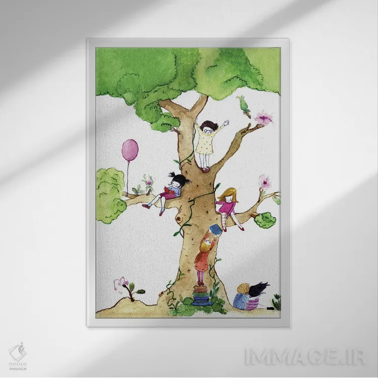 تابلو دکوراتیو درخت دوست داشتنی من اثر پائولا زاکیمی - نمای قابدار سفید