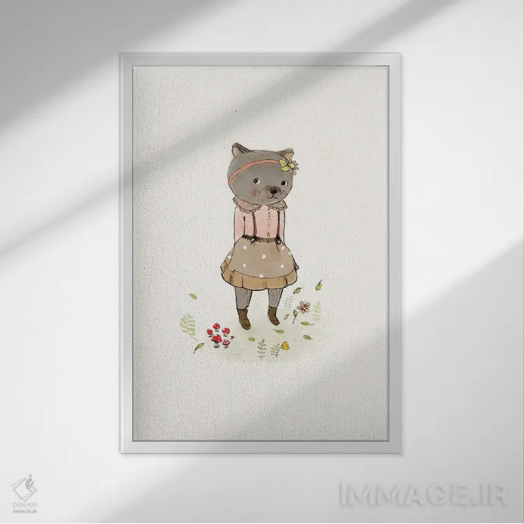 تابلو دکوراتیو بهار خرسی اثر پائولا زاکیمی - نمای قابدار سفید