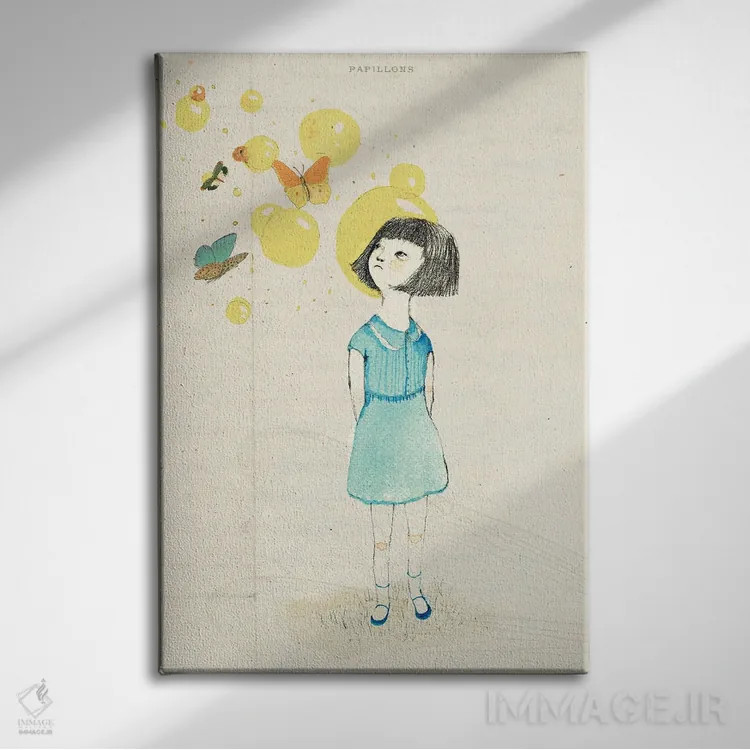 تابلو دکوراتیو پروانه ها اثر پائولا زاکیمی - نمای روبهرو روی دیوار