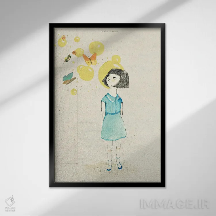 تابلو دکوراتیو پروانه ها اثر پائولا زاکیمی - نمای قابدار مشکی