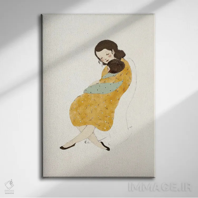تابلو دکوراتیو مادر و کودک اثر پائولا زاکیمی - نمای روبهرو روی دیوار