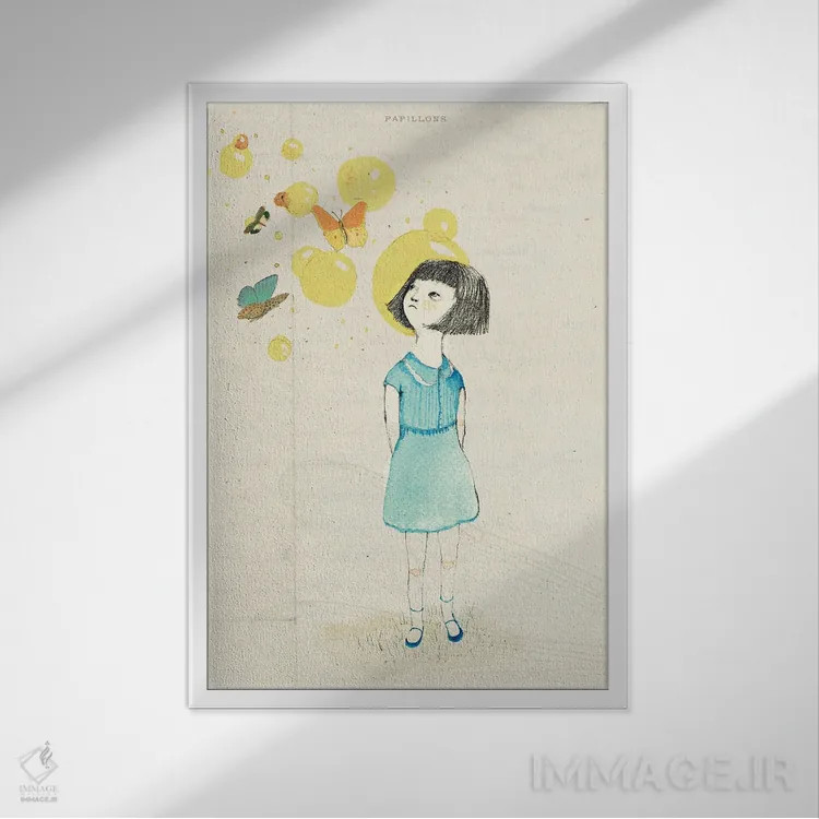 تابلو دکوراتیو پروانه ها اثر پائولا زاکیمی - نمای قابدار سفید