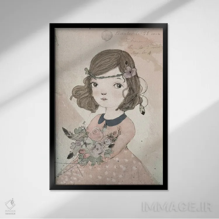 تابلو دکوراتیو دختر بوهمیایی اثر پائولا زاکیمی - نمای قابدار مشکی