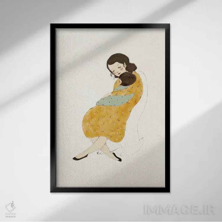 تابلو دکوراتیو مادر و کودک اثر پائولا زاکیمی - نمای قابدار مشکی